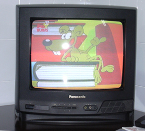 aparato de televisi�n mostrando dibujos animados